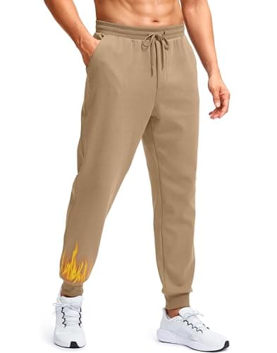 Soothfeel Men's Fleece Joggers Cotton Sweatpants with Deep Pockets Loose Athletic Running Gym Workout Winter Warm Pants, Medium Khaki Brown S - Image 1