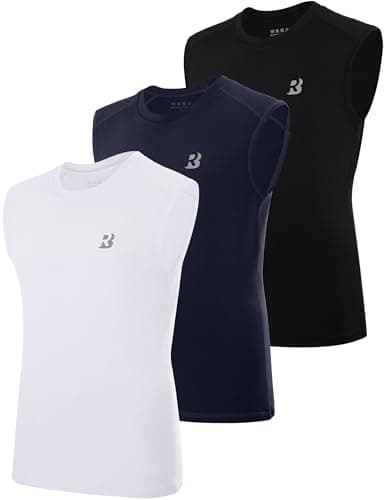 Roadbox Boys Youth Sleeveless Compression Shirt, 3Pack Quick Dry Kids Football Undershirt, Athletic Soft Tank Tops Basketball - Image 1