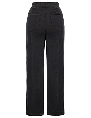 Belle Poque High Waisted Jeans for Women Women's Plus Size Cotton Jean Outfits Trendy Flared Pants for Womens Black Size 8 Size 10 - Thumbnail 4