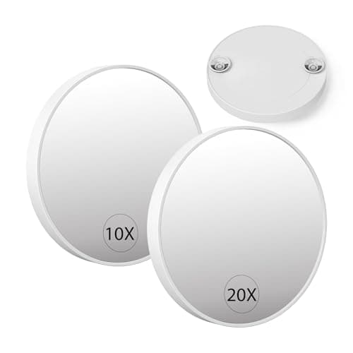 FUNTOUCH Travel Magnifying Mirror Set,10X/20X Small Magnifying Mirrors with Suction Cup,4.1 Inches Compact Magnified Mirror for Detail Makeup(White),2PCS - Image 1