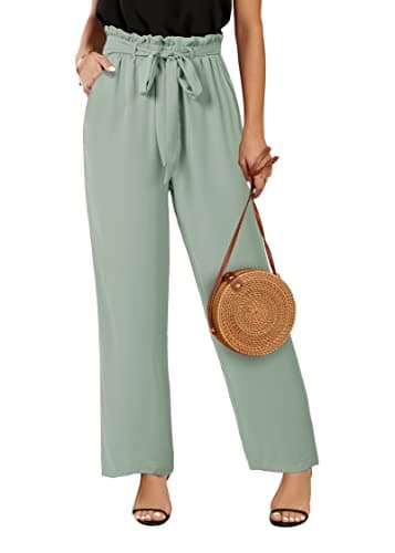 SySea Womens Wide Leg Palazzo Pants High Waisted Casual Cropped Paperbag Flowy Trousers with Belted - Image 1