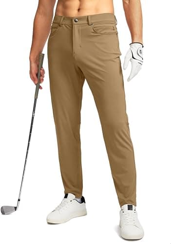 G Gradual Men's Stretch Golf Pants with 6 Pockets Slim Fit Dress Pants for Men Travel Casual Work (Dark Khaki, S) - Image 1