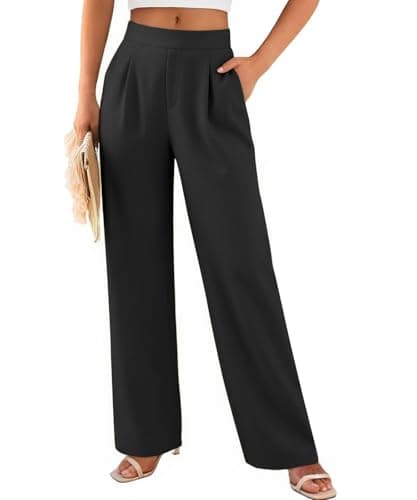 SEMARO Womens Summer Wide Leg Flowy Palazzo Pants High Waist Loose Beach Trousers Business Casual Dress Pants with Pockets Black - Image 1