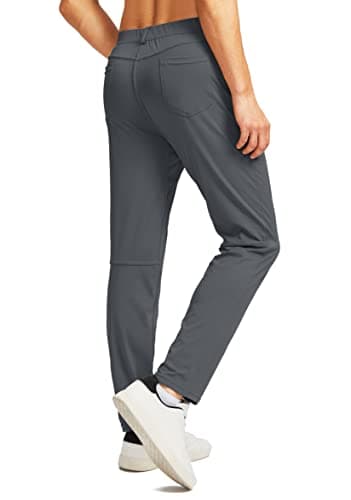 Men's Stretch Golf Pants with 6 Pockets Slim Fit Dress Pants for Men Travel Casual Work (Ink Grey, S) - Thumbnail 4