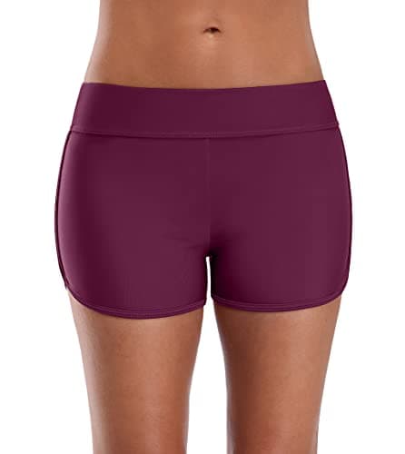 SOCIALA Women's Sporty Swim Shorts High Waisted Board Shorts Boyleg Swimsuits Bottoms Water Shorts Red Fuchsia S - Image 1