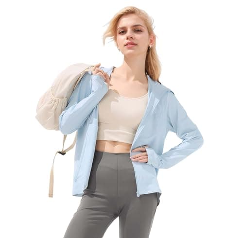 BENEUNDER Cooling Women's UPF 50+ Sun Protection Lightweight Hoodie Jacket Long Sleeve Active Sun Shirts for Outdoor Workout Blue - Image 1