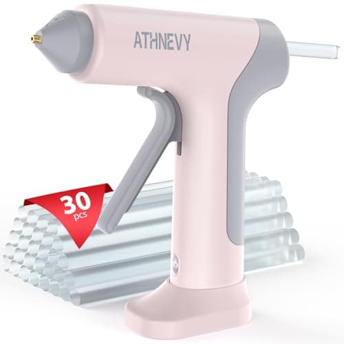 Cordless Hot Glue Gun, 4V 10s Fast Preheat, USB-C, 2000mAh Battery with Indicator, Smart Temp Control, Anti-Drip, Auto-Off, 30×7mm Glue Sticks, DIY Crafts, Home Repair, School Project (Light pink) - Image 1