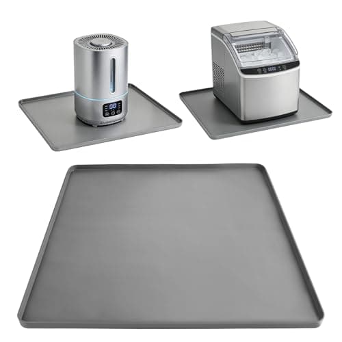 LTHCCOU Air Conditioner Drip Pan Waterproof Thick Portable AC Silicone Mat with Raised Edges 20''X20''X0.6 Non-Slip Under Humidifier Mini Fridge Mat for Floor Carpet Protect, Grey - Image 1