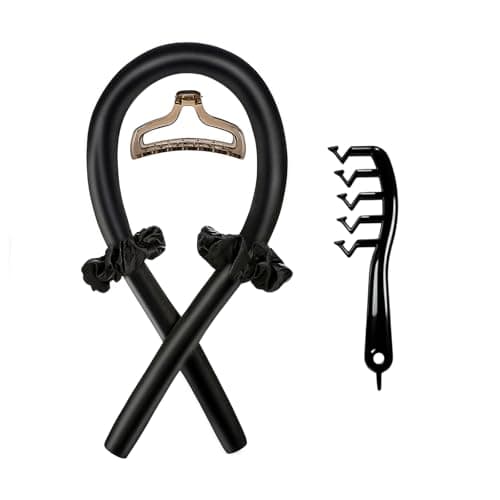 ASSCV Silk Heatless Curling Set -Heatless Curls Overnight with Hair Rollers and Hair Curlers to Sleep In to Achieve Hair Rollers for Blowout Look Long Hair-Gift (Black Suit) - Image 1