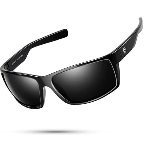 SUNGAIT Rectangle One-piece Sports Sunglasses for Men Black Lightweight Wraparound Style for Fishing Running Driving (Bright gray) - Image 1