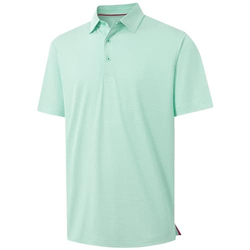 M MAELREG Golf Polo Shirts for Men Short Sleeve Quick Dry Fit Texture Sports Casual Collared Men's Golf Shirts Ice Green - Image 1