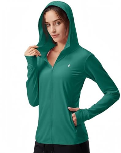Soothfeel Women's UPF 50+ Sun Protection Hoodie Jacket Lightweight Long Sleeve Sun Shirt for Women with Pocket Hiking Outdoor(Teal, X-Small) - Image 1
