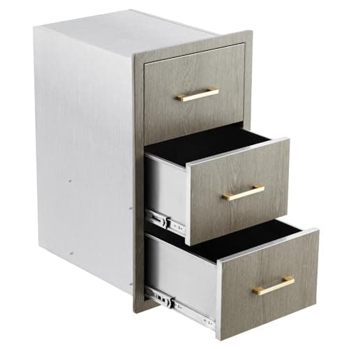Garvee 16" W x 20.5" D x 28.5" H Stainless Steel Outdoor Kitchen Triple Drawers - Heavy Duty with Handles, Weather-Resistant Flush Mount for BBQ Island, Patio Grill & Outdoor Cooking Space - Image 1