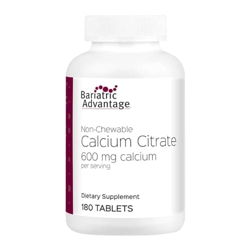 Bariatric Advantage Non Chewable Calcium Citrate 600 mg Calcium - for Bariatric Surgery Patients - Vitamin D3 - Mineral Supplements - 180 Tablets - Image 1