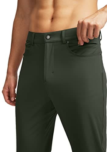 G Gradual Men's Stretch Golf Pants with 6 Pockets Slim Fit Dress Pants for Men Travel Casual Work (Olive Green, 3XL) - Thumbnail 2
