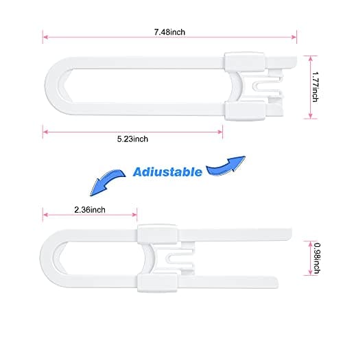Vmaisi Baby Sliding Cabinet Locks - Adjustable U Shaped Child Safety Locks for Cabinets with Handles or Knobs, Childproof Latches for Kitchen Bathroom Storage Cupboards 4 Pack - Thumbnail 4