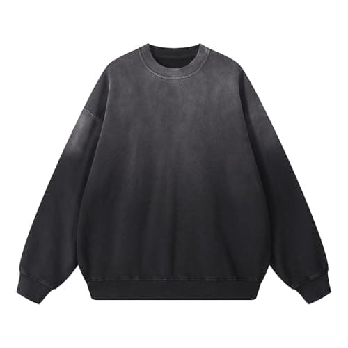 BLECIDENS Mens Oversized Acid Wash Hoodie Sweatshirt Heavyweight Vintage Cotton Pullover Streetwear for Unisex Black - Image 1