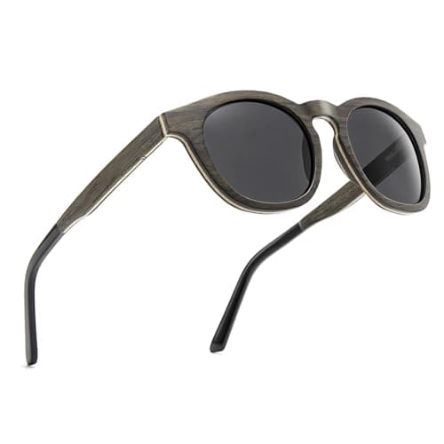 SUNGAIT Walnut Wood Sunglasses with Vegan Leather Case Thoughtful Gifts for Men Women Black Polarized Lens UV400 Protection (Walnut Maple Frame/Black Lens) - Image 1