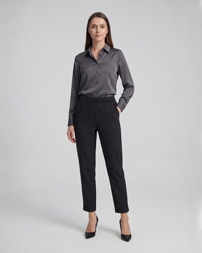 Stelle Women's Work Pants Stretchy 7/8 Ankle Dress Pants for Women Business Casual 79% Nylon Tapered Slacks for Teacher, Golf, Travel Black XX-Large - Thumbnail 3