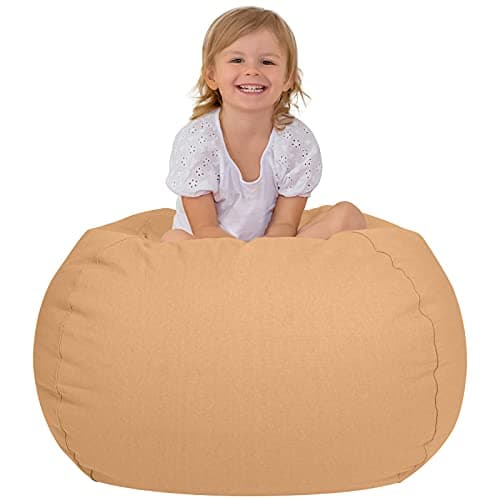 Aubliss Stuffed Animal Bean Bag Storage Chair (Solid Khaki, Medium (32'')) - Image 1