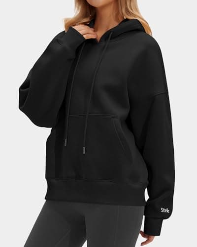 Stelle Womens Oversized Hoodies Fleece Sweatshirts Fall Fashion 2026 Pullover Sweaters Winter Clothes Black Large - Thumbnail 2