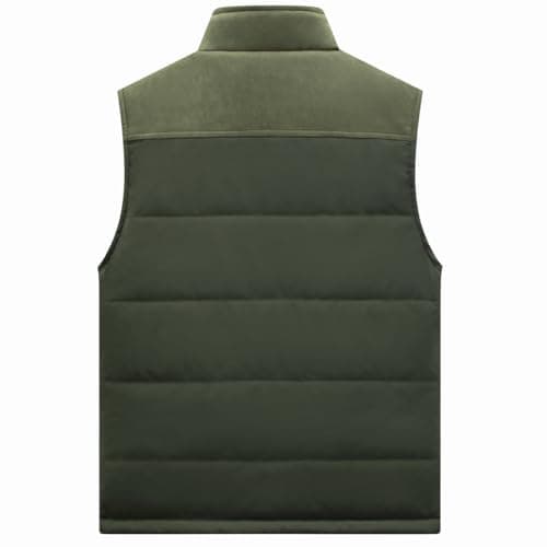 Msmsse Men's Full Zip Fleece Vest Outerwear with Pockets Windproof Lightweight Winter Vest for Men Army Green L - Thumbnail 6