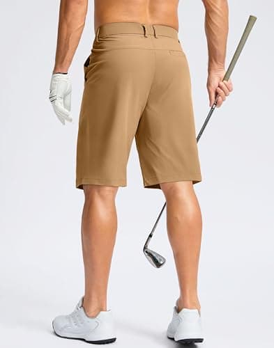 Soothfeel Men's Casual Shorts 7"/ 9" /11" Golf Shorts for Men Flat Front Dress Work Shorts Lightweight with 3 Pockets Dark_Khaki L11.W38 - Thumbnail 2