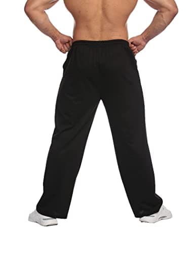 Deyeek Men's Loose Fit Sweatpants Open Bottom Mens Sweat Pants Wide Leg Joggers Sweatpants with Pockets Black Sweatpants Men - Thumbnail 2