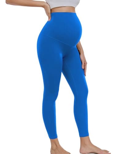 wirarpa Women's Maternity Leggings Over The Belly Pregnancy Yoga Pants Buttery Bright Blue Workout Activewear 25",Size XS - Image 1