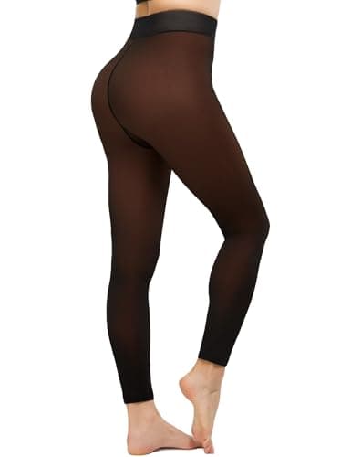 KBVOT Fleece Lined Tights Women Sheer Warm Pantyhose Leggings Fake Translucent Thermal Winter Thick Tights for Dresses - Image 1