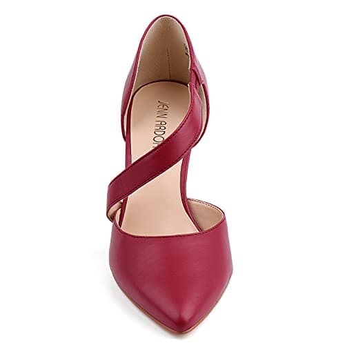 JENN ARDOR Women's Red Closed Toe Heels for Women 3 inch Stilettos Professional D'Orsay Pumps Sexy Ankle Strap Pointed Wedding Bride Evening Party Office Ladies Dress Shoes High Heels 6 - Thumbnail 6