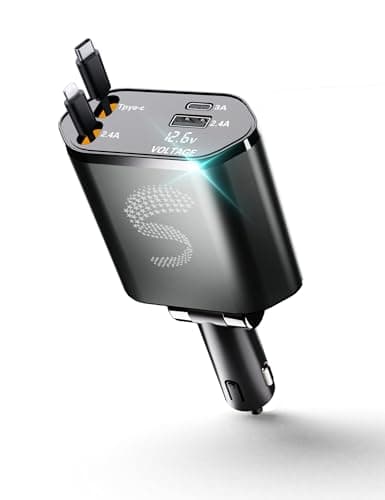 Retractable Car Charger USB C Fast Charging 120W, Car Accessories Cigarette Lighter Adapter Car Charger iPhone16 15 14 13 12 11 Car Essentials Gift for Travelers, Men, Women - Image 1