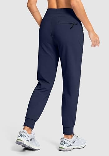 G Gradual Women's Fleece Lined Joggers Hiking Pants 4 Zipper Pockets High Waisted Water Resistant Winter Running Sweatpants, Navy, X-Small - Thumbnail 2