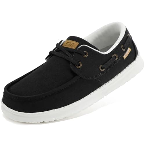 STQ Slip On Boat Shoes Women Business Casual Sneakers Orthopedic Arch Suppprt Lightweight Spring Loafers Plantar Fasciitis Black Size 7 - Image 1