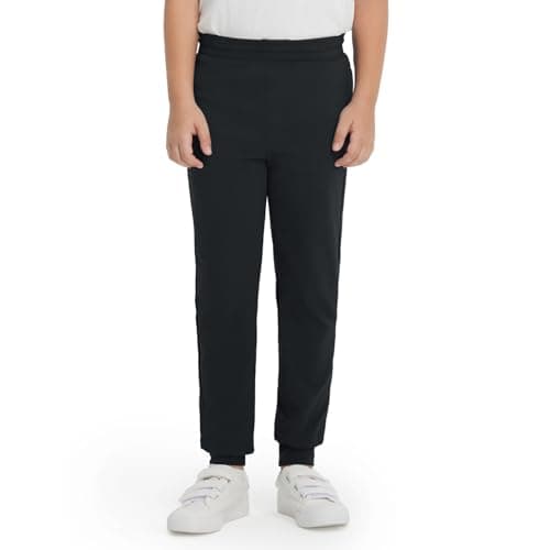 M MAELREG Boys Hiking Pants with Pockets Youth Dry Fit Casual Soft Kid Tapered Leg Sweatpants Uniform Pants for Boy Black - Image 1