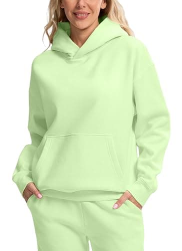 Hoodies for Women Oversized Fleece Sweatshirt with Pocket Loose Fit Casual Athletic Workout Pullover, Light Green, Medium - Image 1