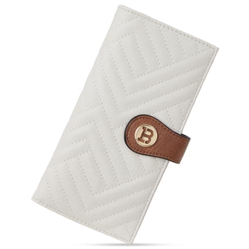 BOSTANTEN Slim Wallet Women Leather RFID Blocking Credit Card Holder Bifold Thin Wallet with Zipper Pocket Beige＆Brown - Image 1