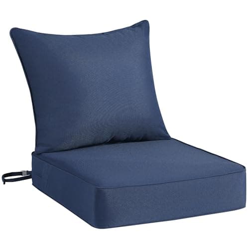 Domvaranique Patio Furniture Cushion Set, 24 x 24 x 6 Extra Thick Deep Seat Outdoor Chair Cushions for Patio Furniture, Olefin Replacement Set, Water Resistant, Removable Cover, Ties and Handle, Blue - Image 1