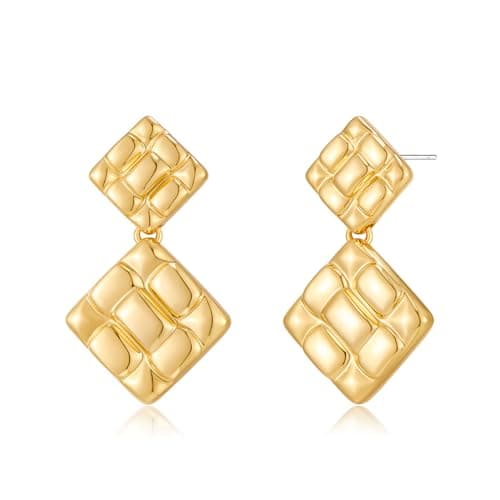 MURNA KARE Chunky Gold Dangle Drop Earrings for Women, Vintage Gold Statement Earrings Vintage Statement Jewelry Gifts for Women Chunky Jewelry - Image 1