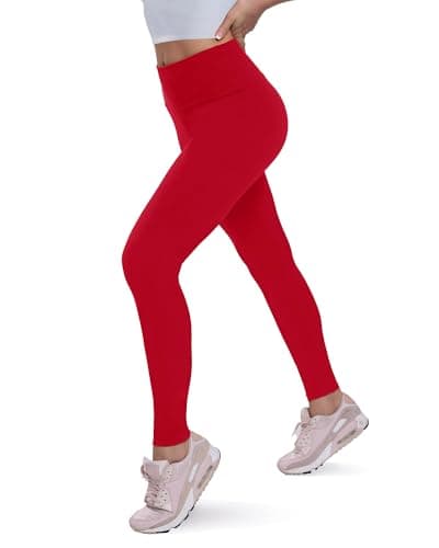 QGGQDD Red Fleece Lined Leggings Women - Soft Tummy Control High Waisted Winter Thermal Warm Yoga Pants for Workout Hiking Lucky Christmas XX-Large - Image 1