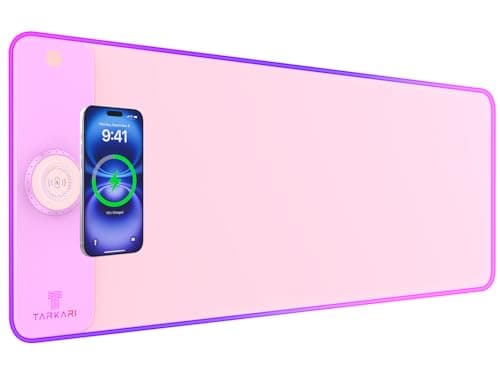 TARKARI Magnetic Wireless Charging RGB Mouse Pad, Large Gaming Desk Mat, 31.5"x11.8" Waterproof Mousepad, Ultra-Smooth Surface, Non-Slip Rubber Base, Desk Pad for Keyboard Laptop - Image 1