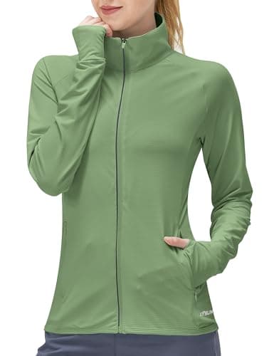 KPSUN Women's UPF 50+ UV Sun Protection Clothing Long Sleeve Athletic Hiking Shirts Lightweight SPF Zip Up Outdoor Jacket(darkgreen,M) - Image 1