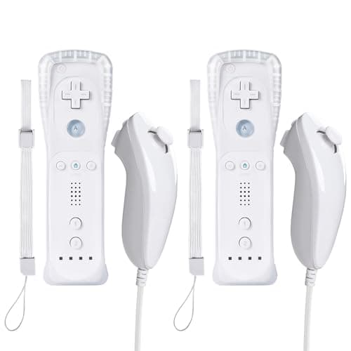 Zamia 2 Packs Upgrade Controller with Silicone Case and Wristband,Remote Controller with Nunchunk Compatible for Wii/Wii U Games(White) - Image 1