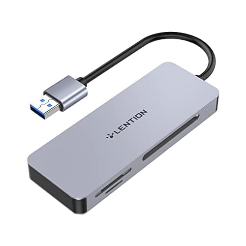 LENTION USB 3.0 to CF/SD/Micro SD Card Reader for Computer Memory Card Reader SD Card Adapter for SD/SDXC/SDHC/MMC/Micro SDXC/TF/Micro SDHC, Surface Pro, Chrombook, Laptop, PC, and More (Gray) - Image 1