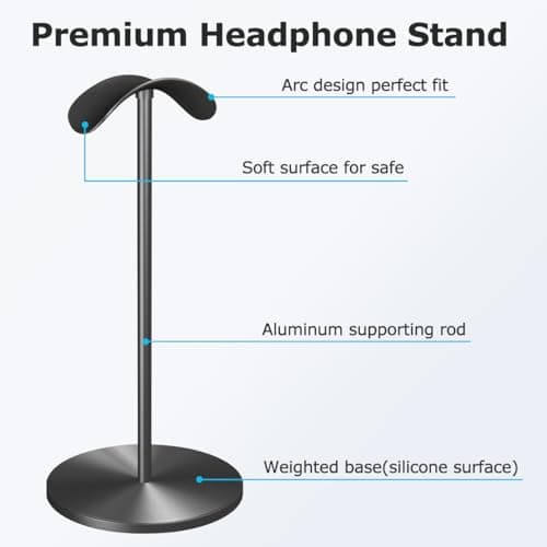 Cyfromt Headphone for Desk Hanger Holder Organizer Keeper Racks Storage Mount Gaming Headset Stand Premium Functional Craftmanship Headset Stand (Metal) - Thumbnail 2