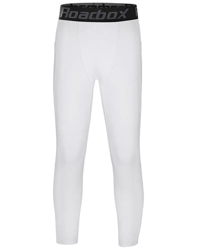 Roadbox Boys Compression Pants, Youth Athletic Sports Legging with Pocket, Base Layer Tights for Kids Running Football - Thumbnail 3