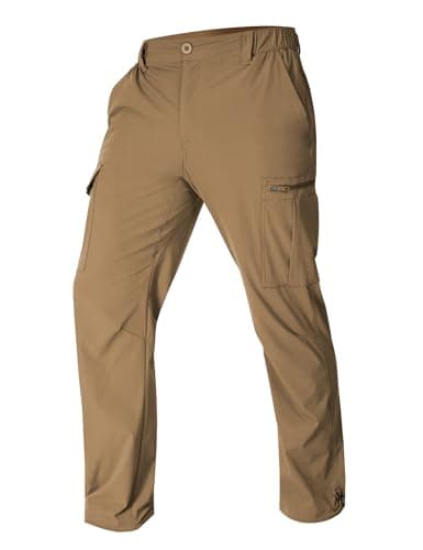 MOURCE Hiking Pants Men Lightweight Waterproof - Quick Dry Outdoor Cargo Pants with Pockets for Fishing Camping, Dark Khaki - Image 1