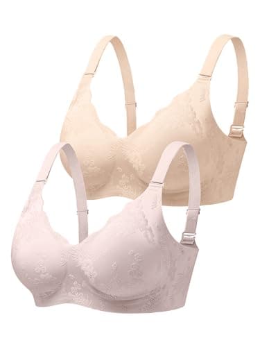 Cuteio 2 PCS Wireless Jelly Bras for Women No Underwire, Seamless Comfortable Jacquard Bralettes, Padded Convertible Bra - Image 1