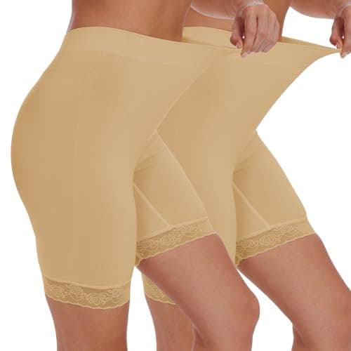 BATHRINS Slip Shorts Seamless Smooth Lace Under Shorts Anti Chafing Underwear for Women Under Dresses - Image 1