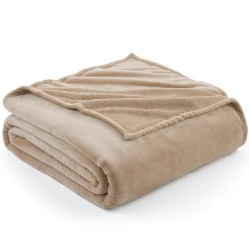 Hansleep Fleece Light Camel Queen Blanket, Super Soft Flannel Fuzzy Plush Cozy Blanket for All Seasons, Light Camel, Queen 90x90 Inches - Image 1